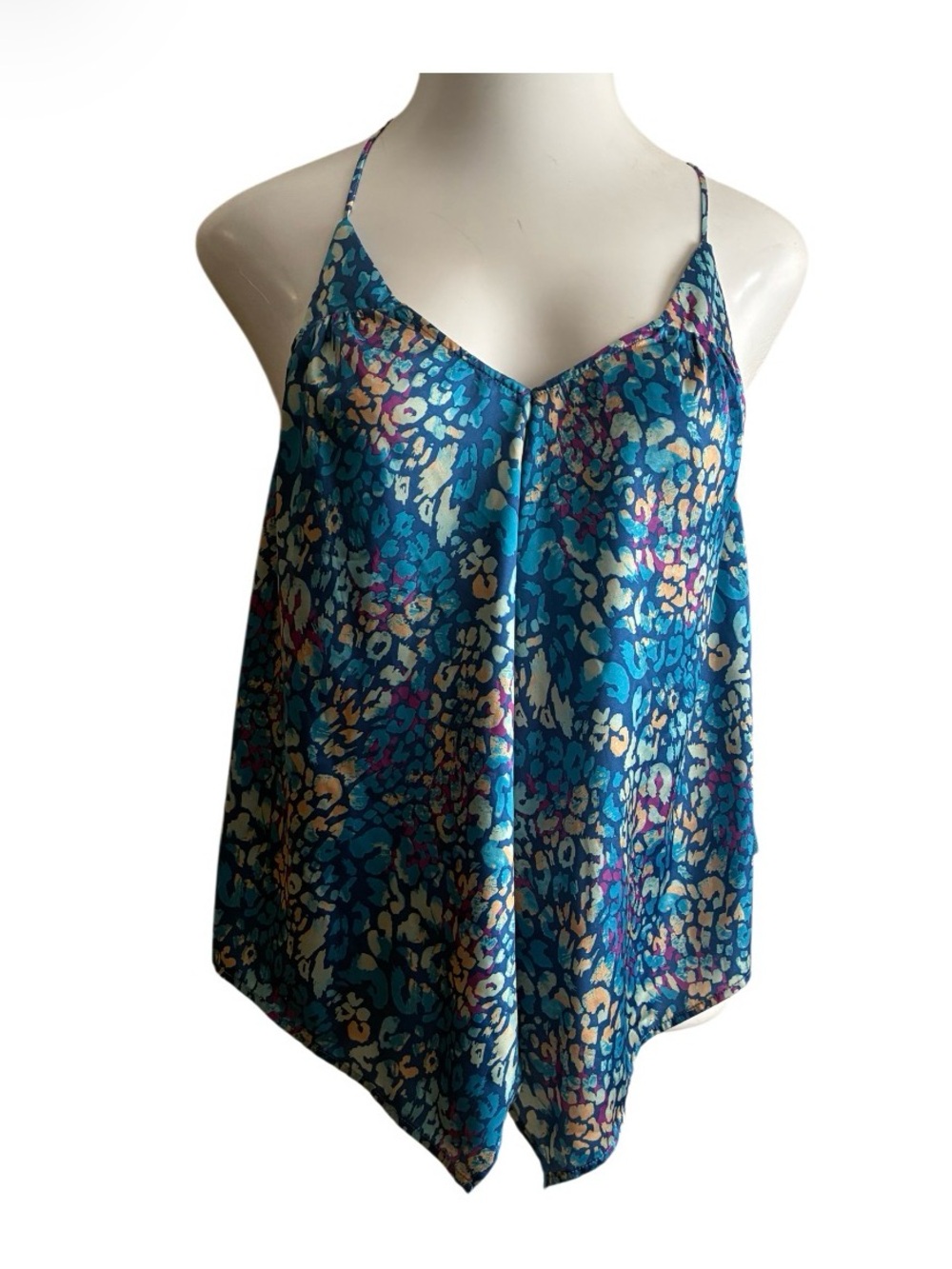 Love On A Hanger Y2k Satin Blue  V-Neck Spaghetti Strap Top S